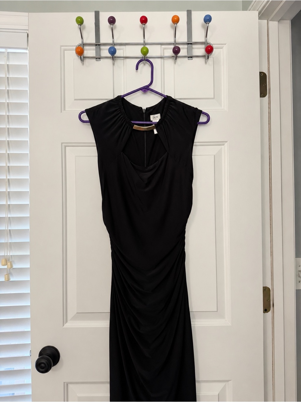 Cache Black Sleeveless Draped Maxi Dress
